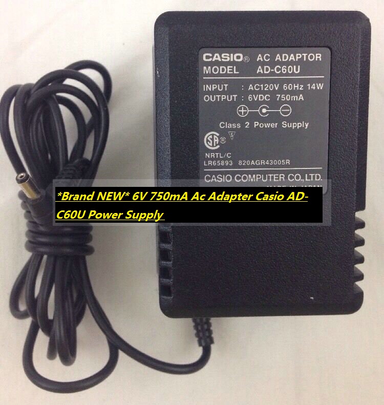 *Brand NEW* 6V 750mA Ac Adapter Casio AD-C60U Power Supply